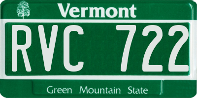 VT license plate RVC722