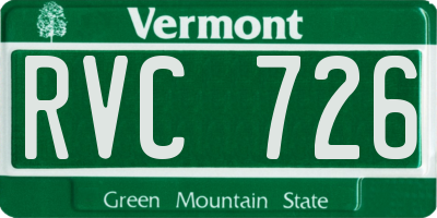 VT license plate RVC726