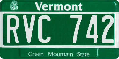 VT license plate RVC742