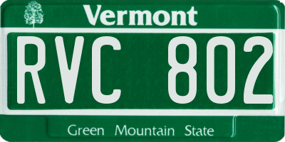 VT license plate RVC802