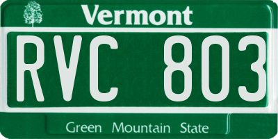 VT license plate RVC803