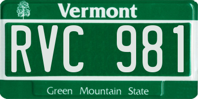 VT license plate RVC981