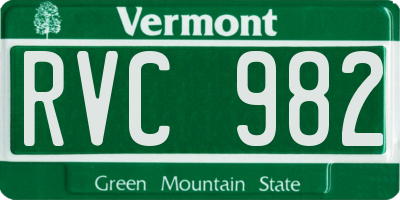 VT license plate RVC982