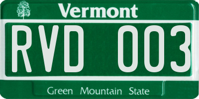 VT license plate RVD003