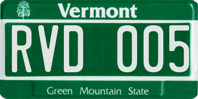 VT license plate RVD005