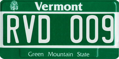 VT license plate RVD009