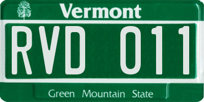 VT license plate RVD011