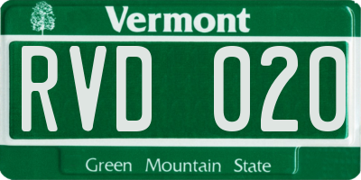 VT license plate RVD020
