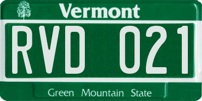 VT license plate RVD021