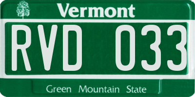 VT license plate RVD033