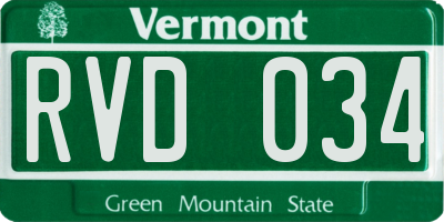 VT license plate RVD034