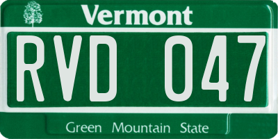 VT license plate RVD047