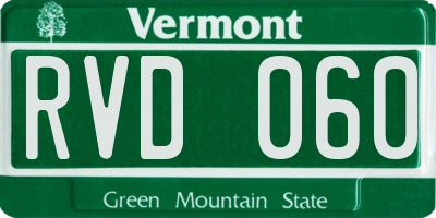 VT license plate RVD060