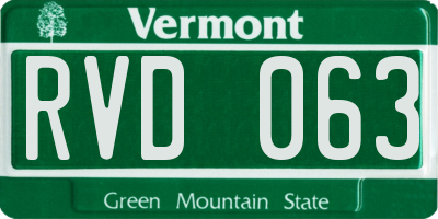 VT license plate RVD063