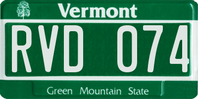 VT license plate RVD074