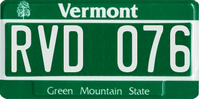 VT license plate RVD076