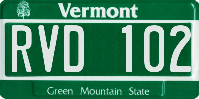 VT license plate RVD102