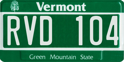 VT license plate RVD104