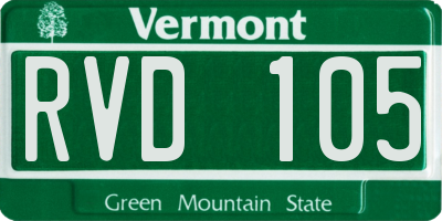 VT license plate RVD105