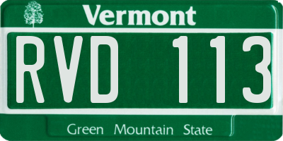 VT license plate RVD113