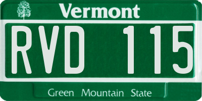 VT license plate RVD115