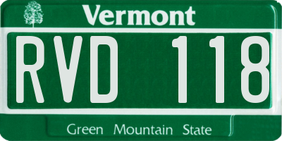 VT license plate RVD118