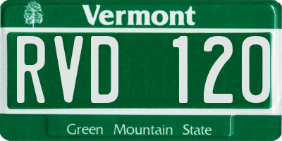 VT license plate RVD120