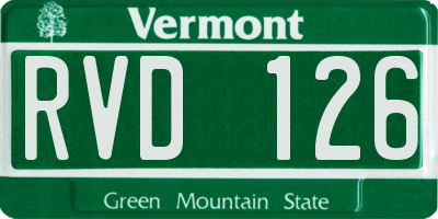 VT license plate RVD126