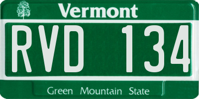 VT license plate RVD134