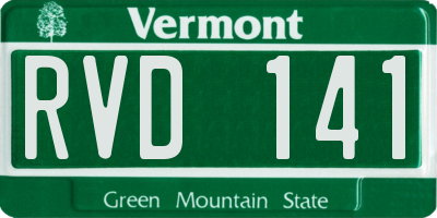 VT license plate RVD141