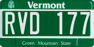 VT license plate RVD177