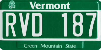 VT license plate RVD187