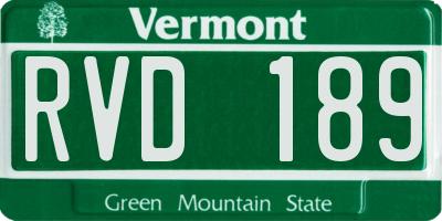 VT license plate RVD189
