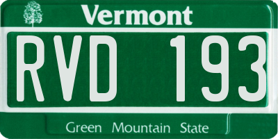 VT license plate RVD193