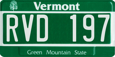 VT license plate RVD197