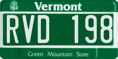 VT license plate RVD198