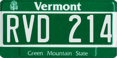 VT license plate RVD214