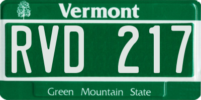 VT license plate RVD217