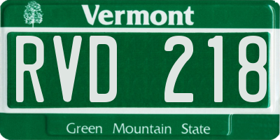 VT license plate RVD218