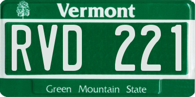 VT license plate RVD221