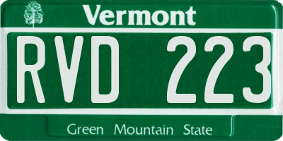 VT license plate RVD223