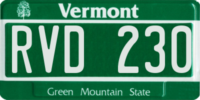 VT license plate RVD230