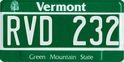 VT license plate RVD232