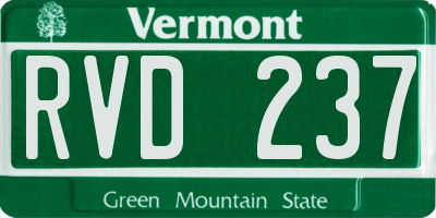 VT license plate RVD237