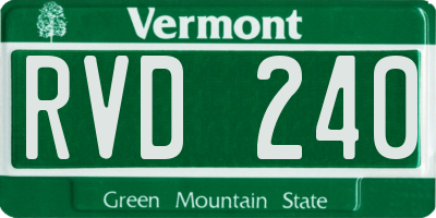 VT license plate RVD240