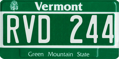 VT license plate RVD244