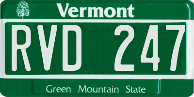 VT license plate RVD247