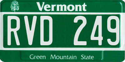 VT license plate RVD249