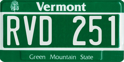 VT license plate RVD251
