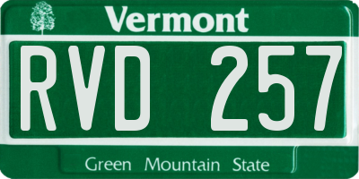 VT license plate RVD257